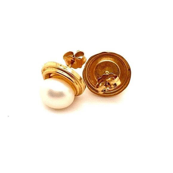 14k Pearl (8mm) Stud Earrings - Picture 3 of 7